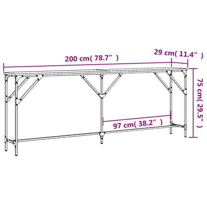 Konsolbord svart 200x29x75 cm konstruerat trä