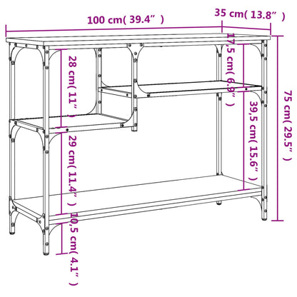 Konsolbord med hyllor rökfärgad ek 100x35x75 cm