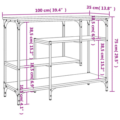 Konsolbord med hyllor svart 100x35x75 cm