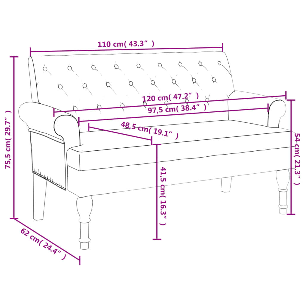 Bänk med ryggstöd ljusgrå 120x62x75,5 cm grå