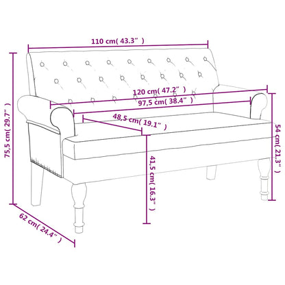 Bänk med ryggstöd ljusgrå 120x62x75,5 cm mörkgrå