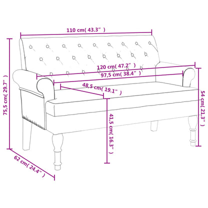 Bänk med ryggstöd ljusgrå 120x62x75,5 cm blå