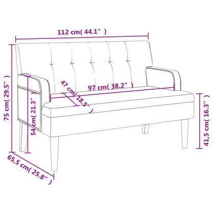 Bänk med ryggstöd vit 112x65,5x75 cm konstläder