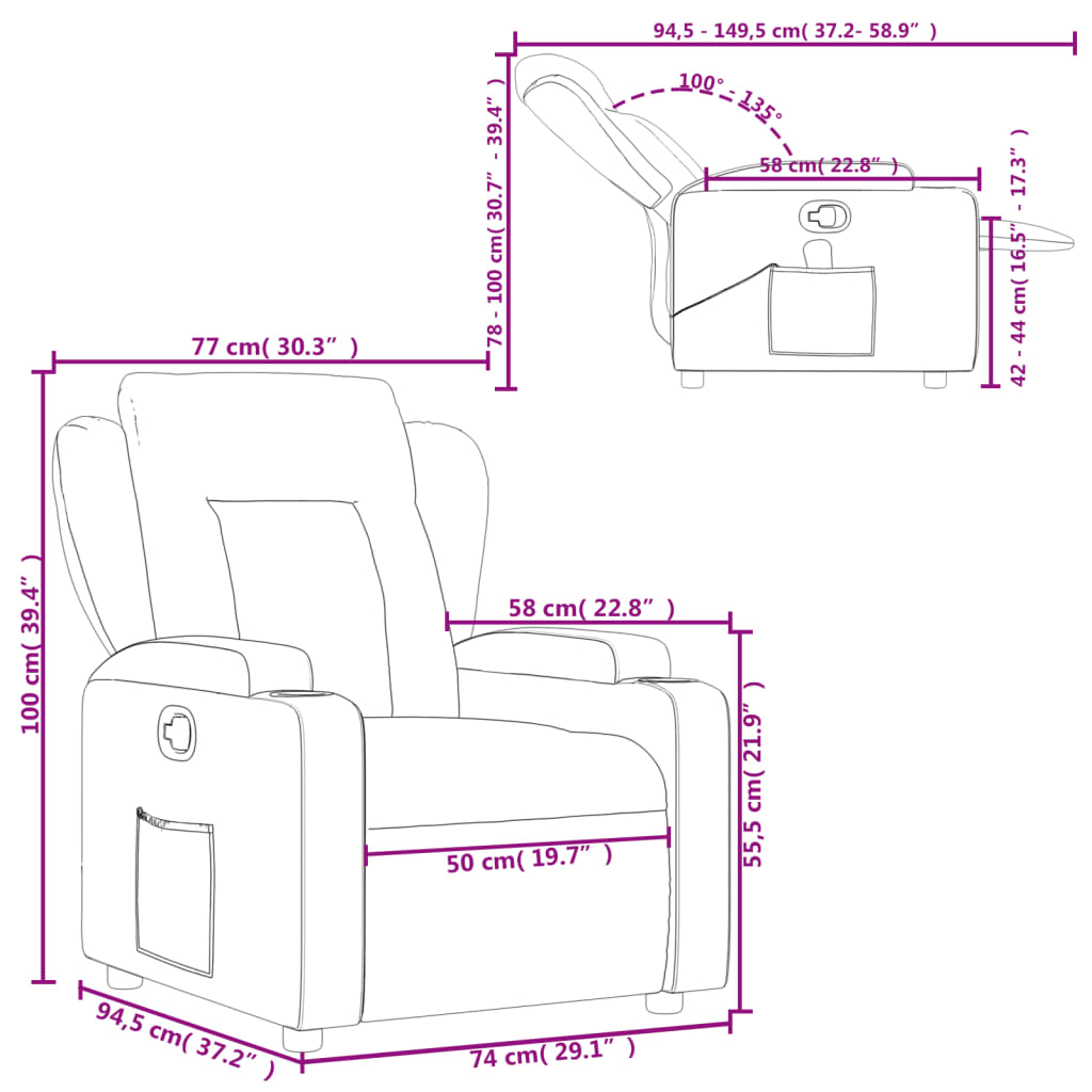 Reclinerfåtölj svart konstläder