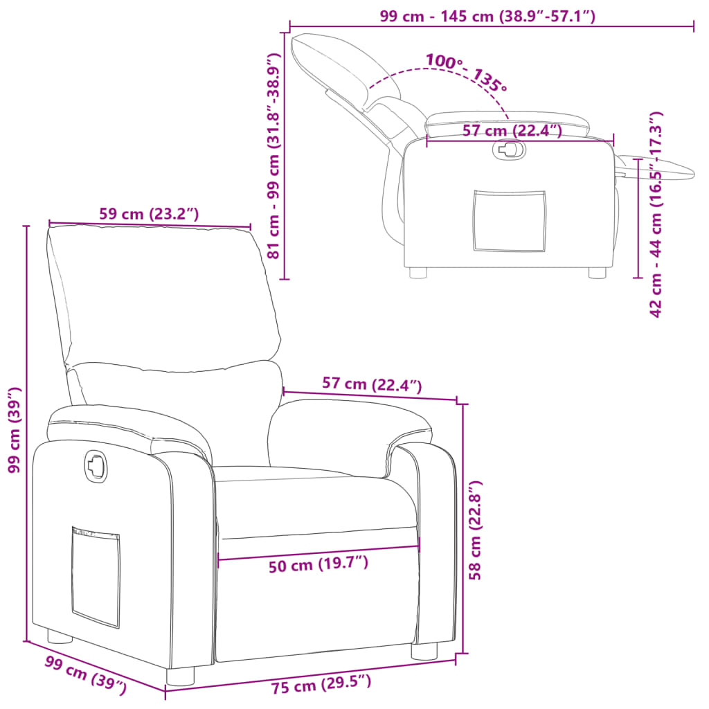 Reclinerfåtölj svart konstläder