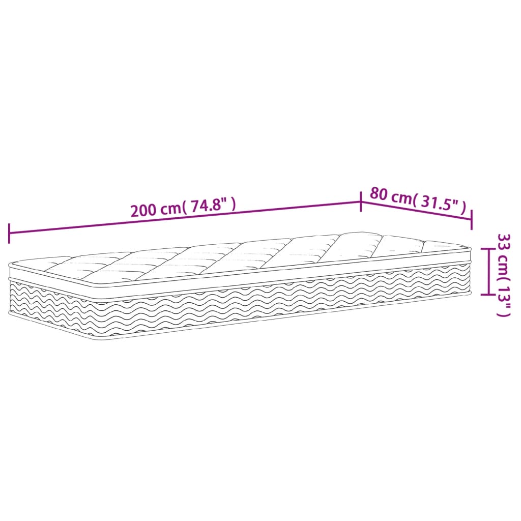 Pocketresårmadrass medium plus 80x200 cm