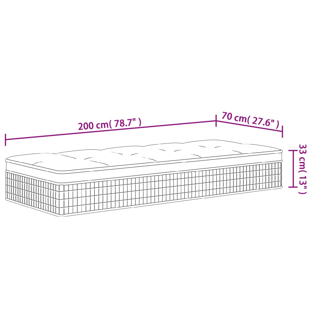 Pocketresårmadrass medium plus 70x200 cm