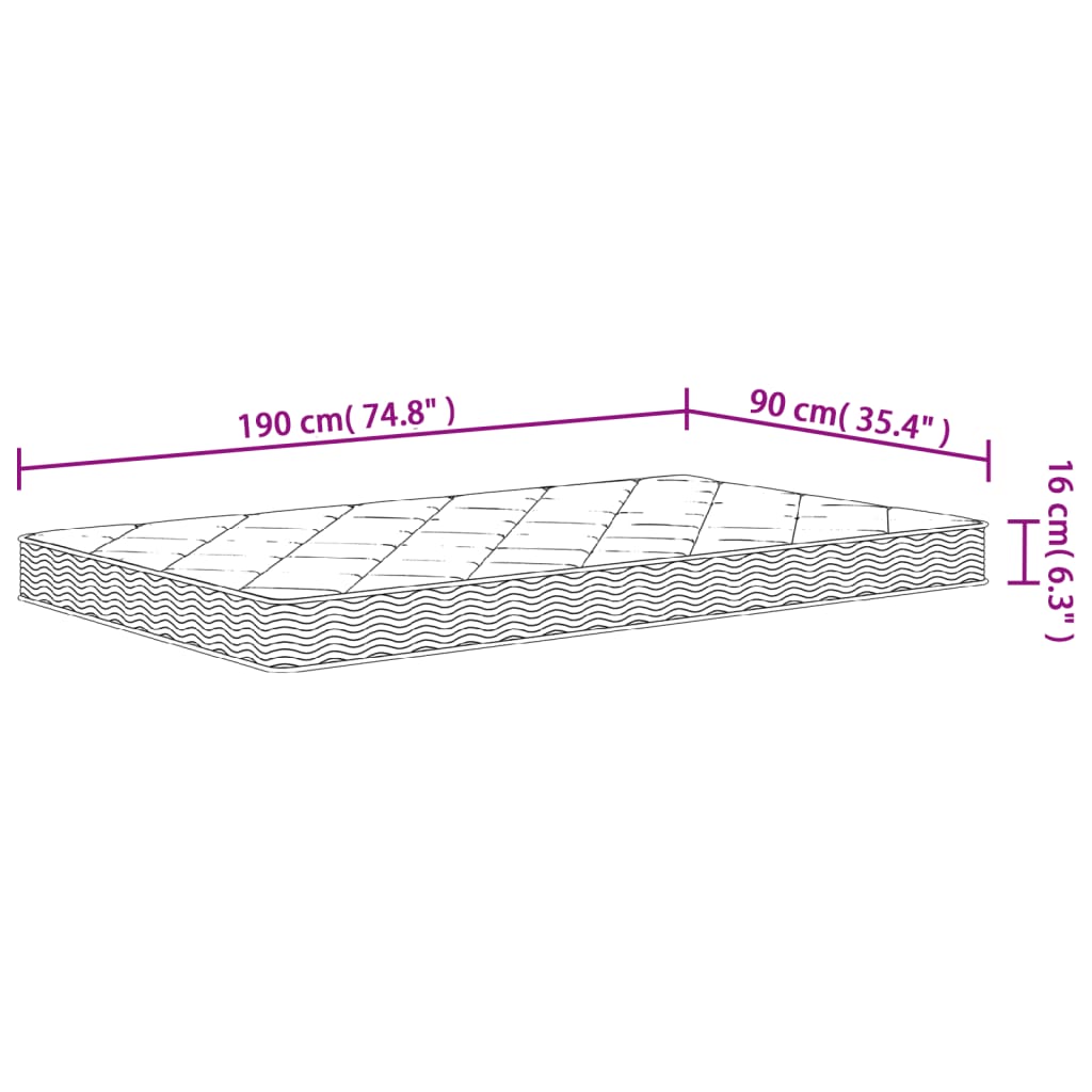 Skummadrass medium mjuk 90x190 cm