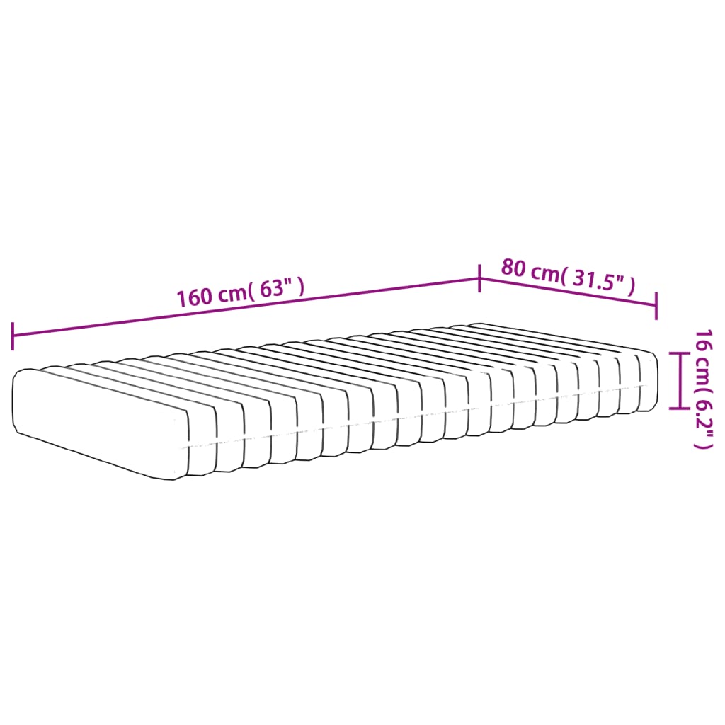 Skummadrass för barn medium mjuk 80x160 cm