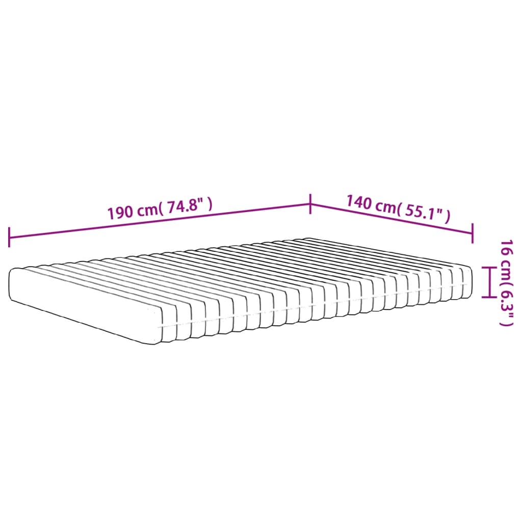 Skummadrass medium mjuk 140x190 cm