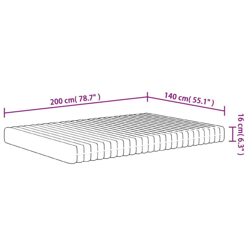 Skummadrass medium mjuk 140x200 cm