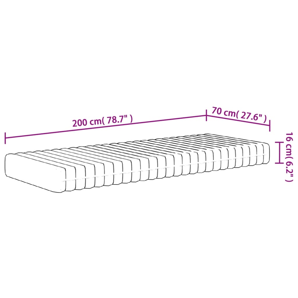 Skummadrass medium mjuk 70x200 cm