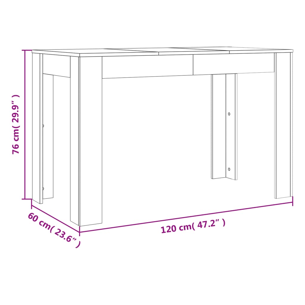 Matbord rökfärgad ek 120x60x76 cm konstruerat trä