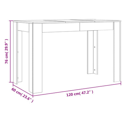 Matbord rökfärgad ek 120x60x76 cm konstruerat trä