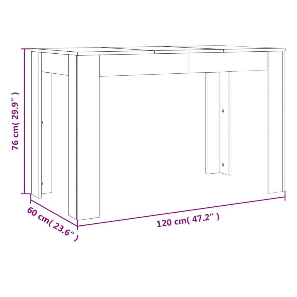 Matbord brun ek 120x60x76 cm konstruerat trä