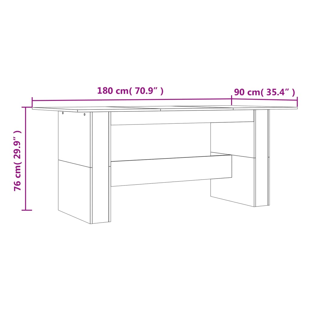 Matbord rökfärgad ek 180x90x76 cm konstruerat trä