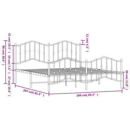 Sängram med huvudgavel och fotgavel svart metall 160x200 cm