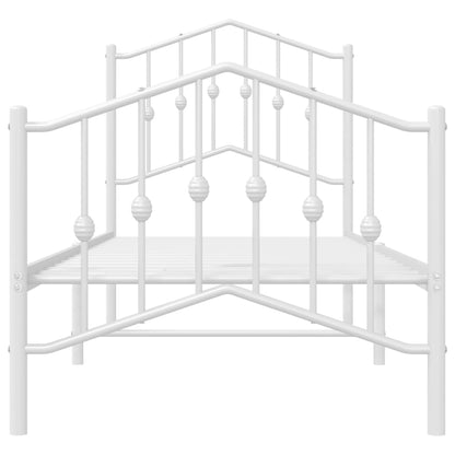 Sängram med huvudgavel och fotgavel vit metall 75x190 cm