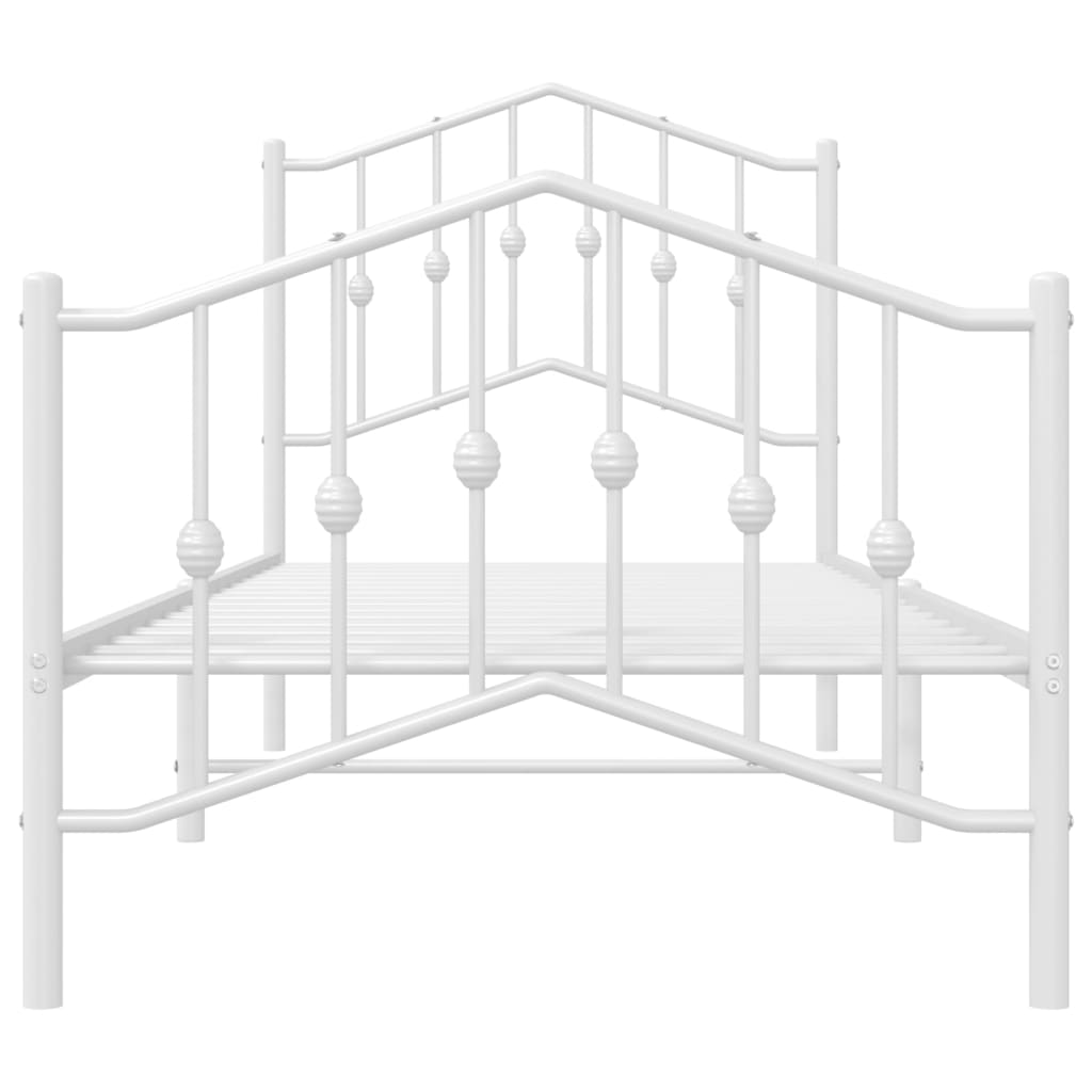 Sängram med huvudgavel och fotgavel vit metall 80x200 cm