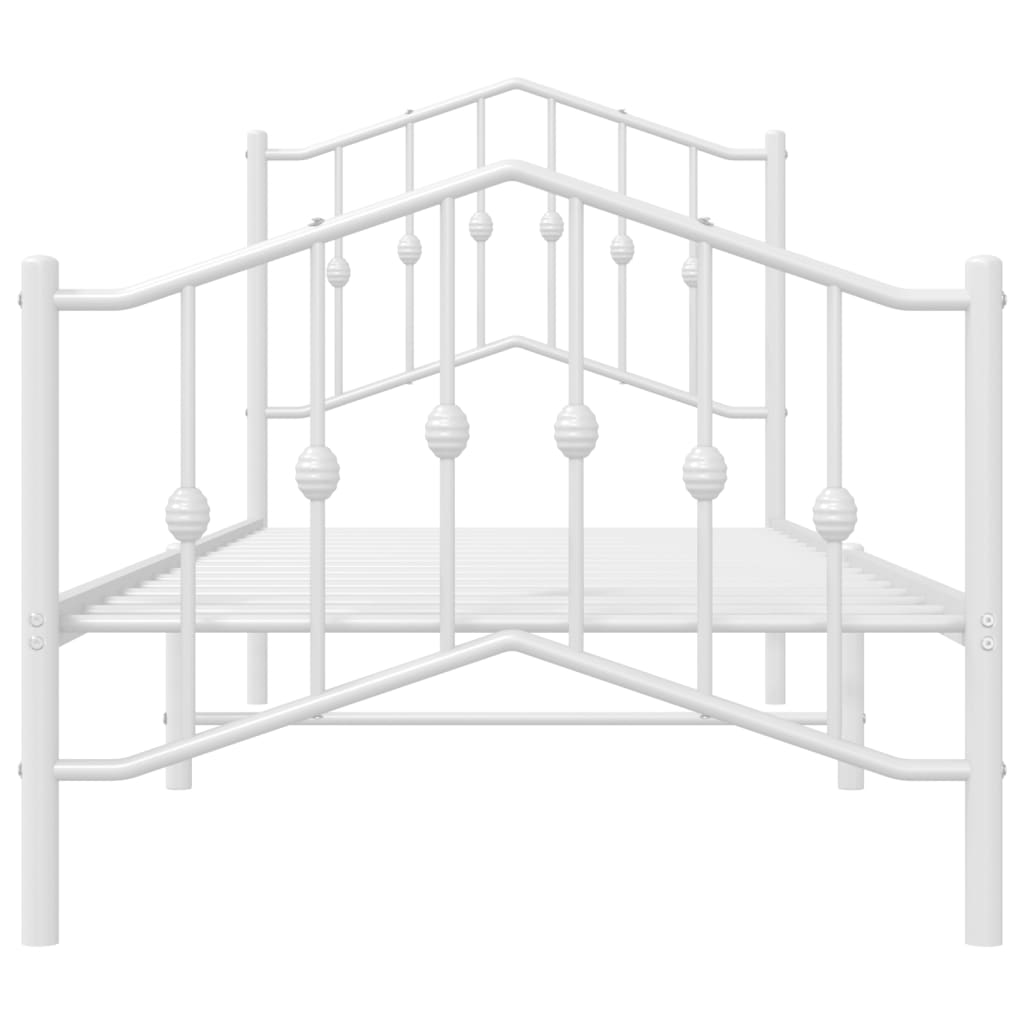 Sängram med huvudgavel och fotgavel vit metall 90x190 cm