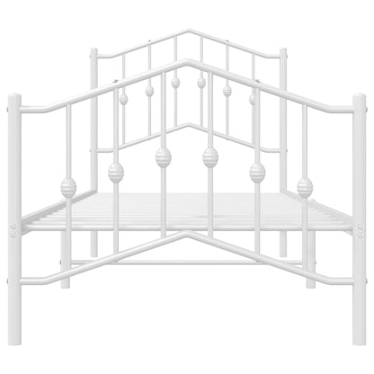 Sängram med huvudgavel och fotgavel vit metall 90x200 cm