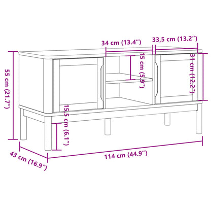 Tv-bänk FLORO vaxbrun 114x43x55 cm massiv furu