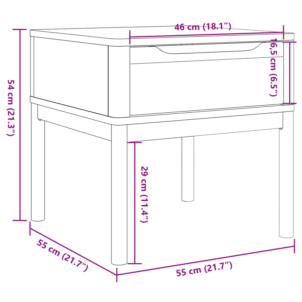 Lampbrod FLORO vit 55x55x54 cm massiv furu