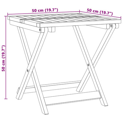 Hopfällbart trädgårdsbord 50x50x50 cm massivt akaciaträ