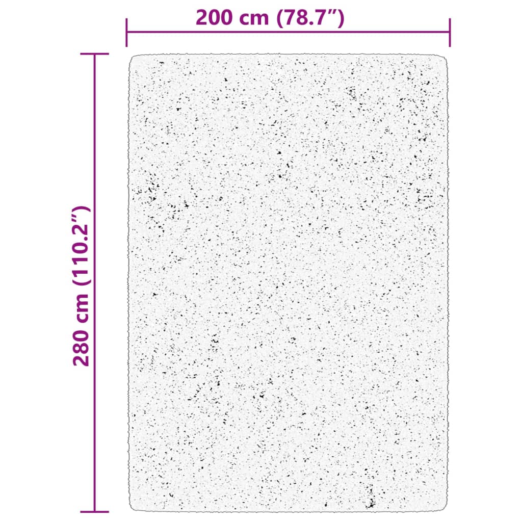 Mjuk matta HUARTE med kort lugg tvättbar gräddvit 200x280 cm