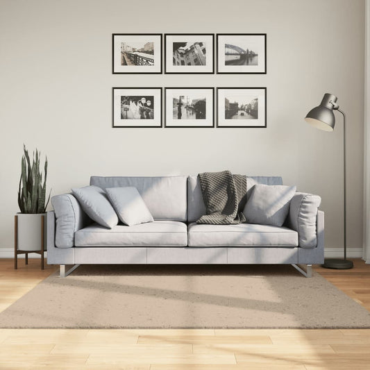 Mjuk matta HUARTE med kort lugg tvättbar sandbeige 160x160 cm