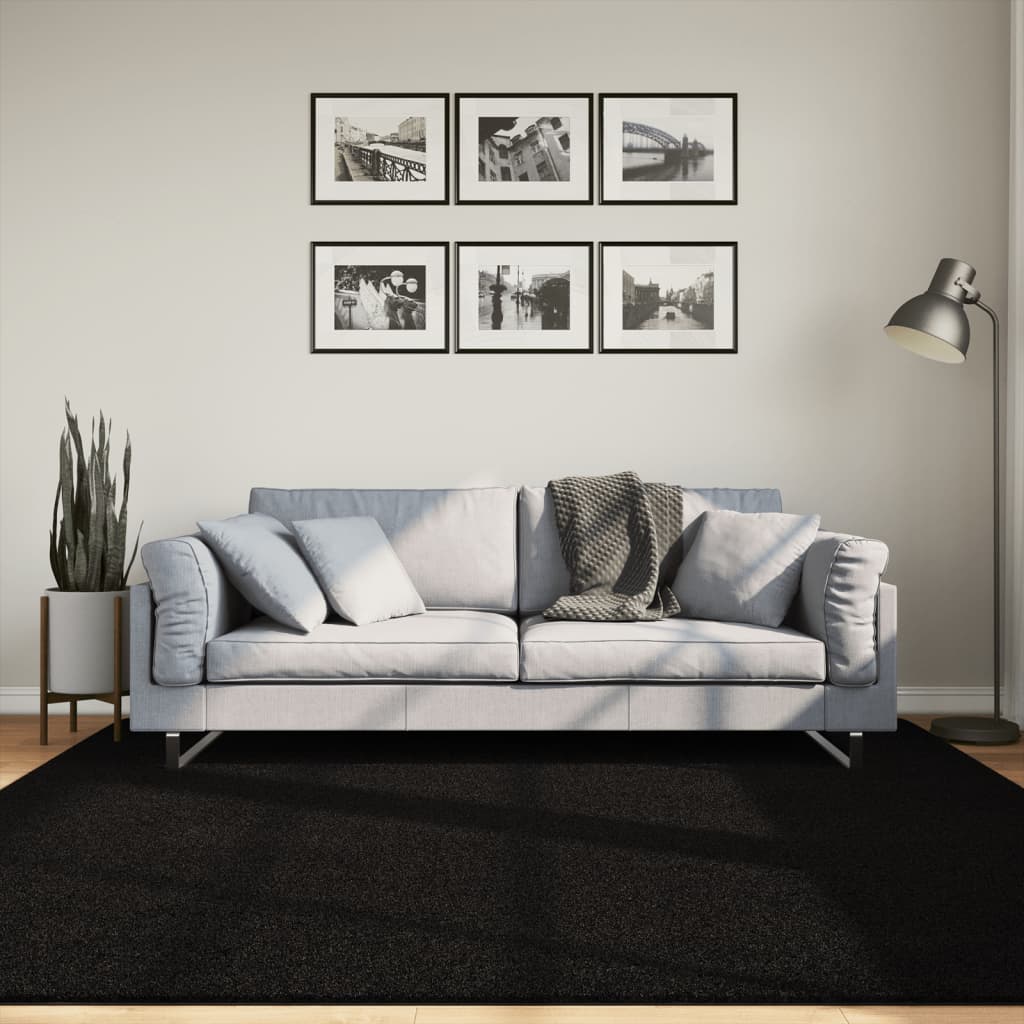 Mjuk matta HUARTE med kort lugg tvättbar svart 200x200 cm