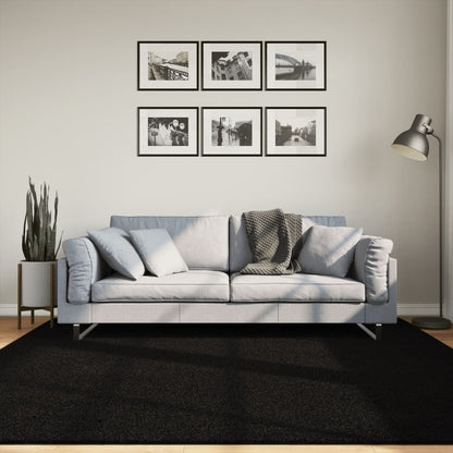 Mjuk matta HUARTE med kort lugg tvättbar svart 200x200 cm