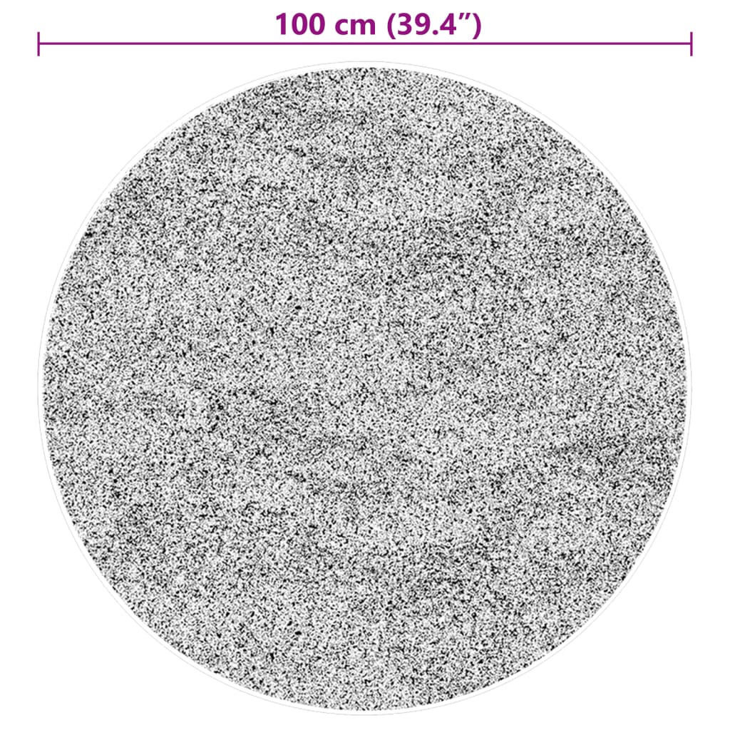 Mjuk matta HUARTE med kort lugg tvättbar svart Ø 100 cm