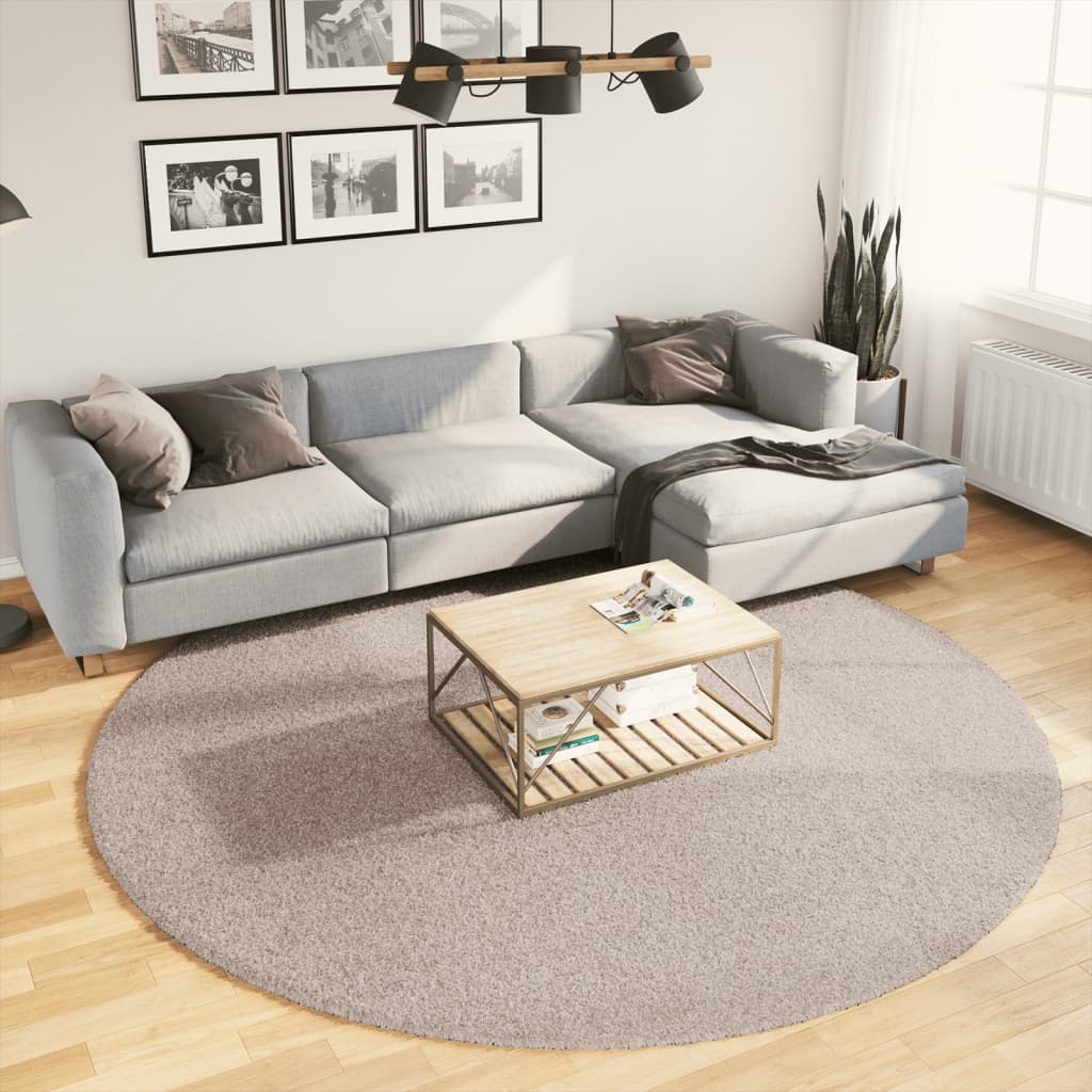 Matta långluggad modern beige Ø 240 cm