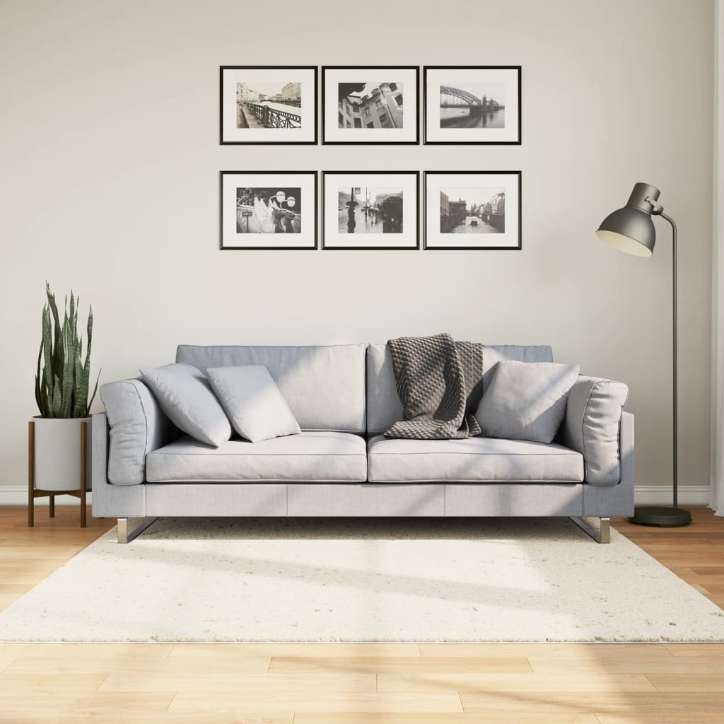 Ryamatta PAMPLONA lång lugg modern gräddvit 160x160 cm