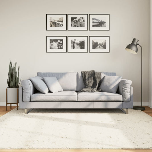 Ryamatta PAMPLONA lång lugg modern gräddvit 200x200 cm