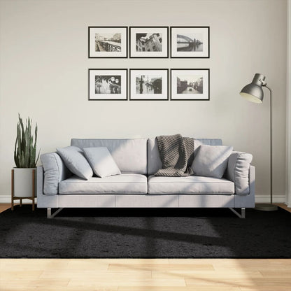 Ryamatta PAMPLONA lång lugg modern svart 160x230 cm