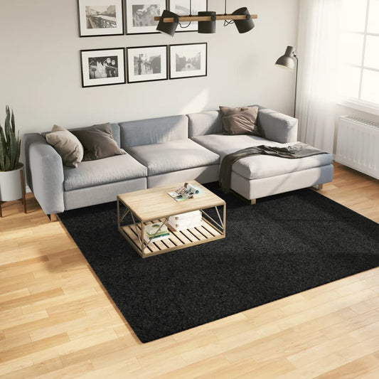 Ryamatta PAMPLONA lång lugg modern svart 240x240 cm