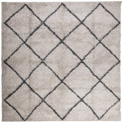 Ryamatta PAMPLONA lång lugg modern beige & antracit 240x240 cm