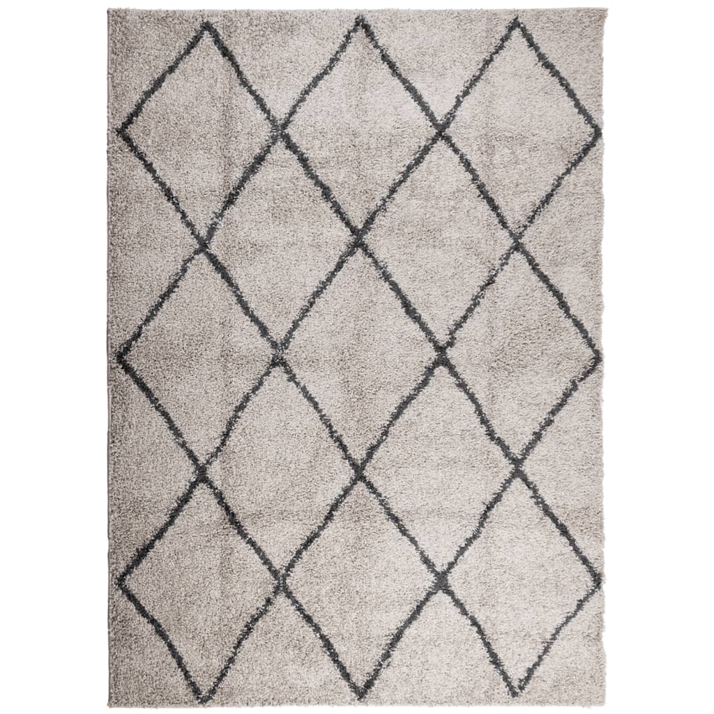 Ryamatta PAMPLONA lång lugg modern beige & antracit 240x340 cm