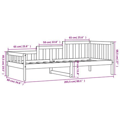 Dagbädd utan madrass vit 80x200 cm massiv furu