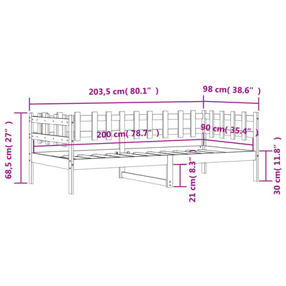 Dagbädd utan madrass 90x200 cm massiv furu