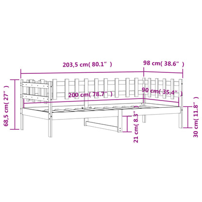 Dagbädd utan madrass vit 90x200 cm massiv furu