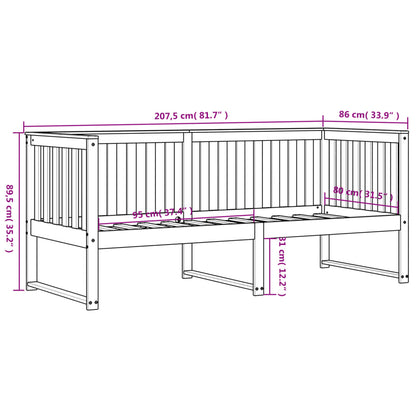 Dagbädd utan madrass vit 80x200 cm massiv furu