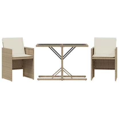 Bistrogrupp med dynor 3 delar beige konstrotting