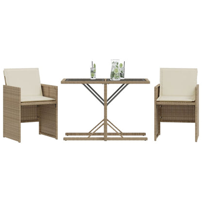 Bistrogrupp med dynor 3 delar beige konstrotting