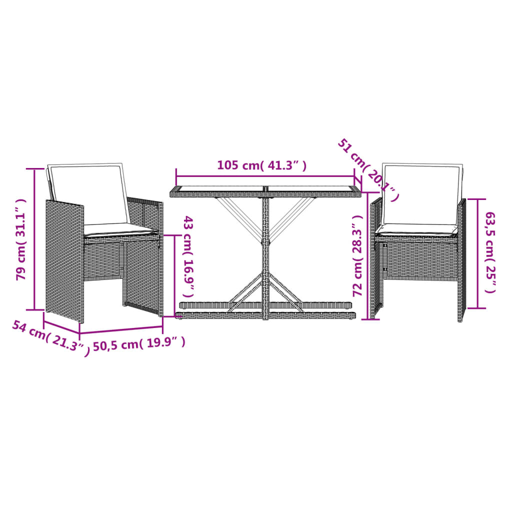 Bistrogrupp med dynor 3 delar beige konstrotting