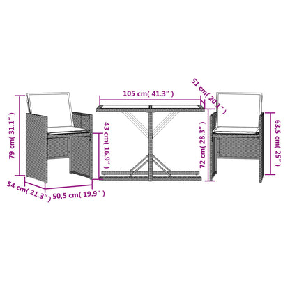 Bistrogrupp med dynor 3 delar beige konstrotting