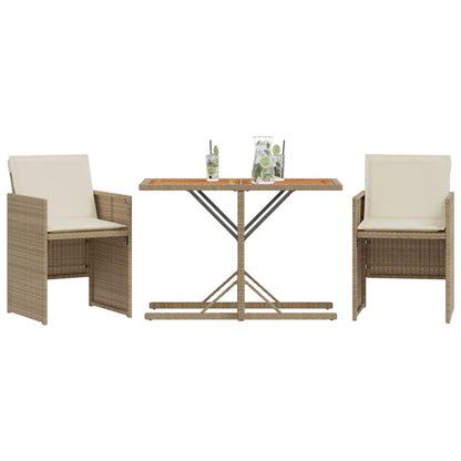 Bistrogrupp med dynor 3 delar beige konstrotting