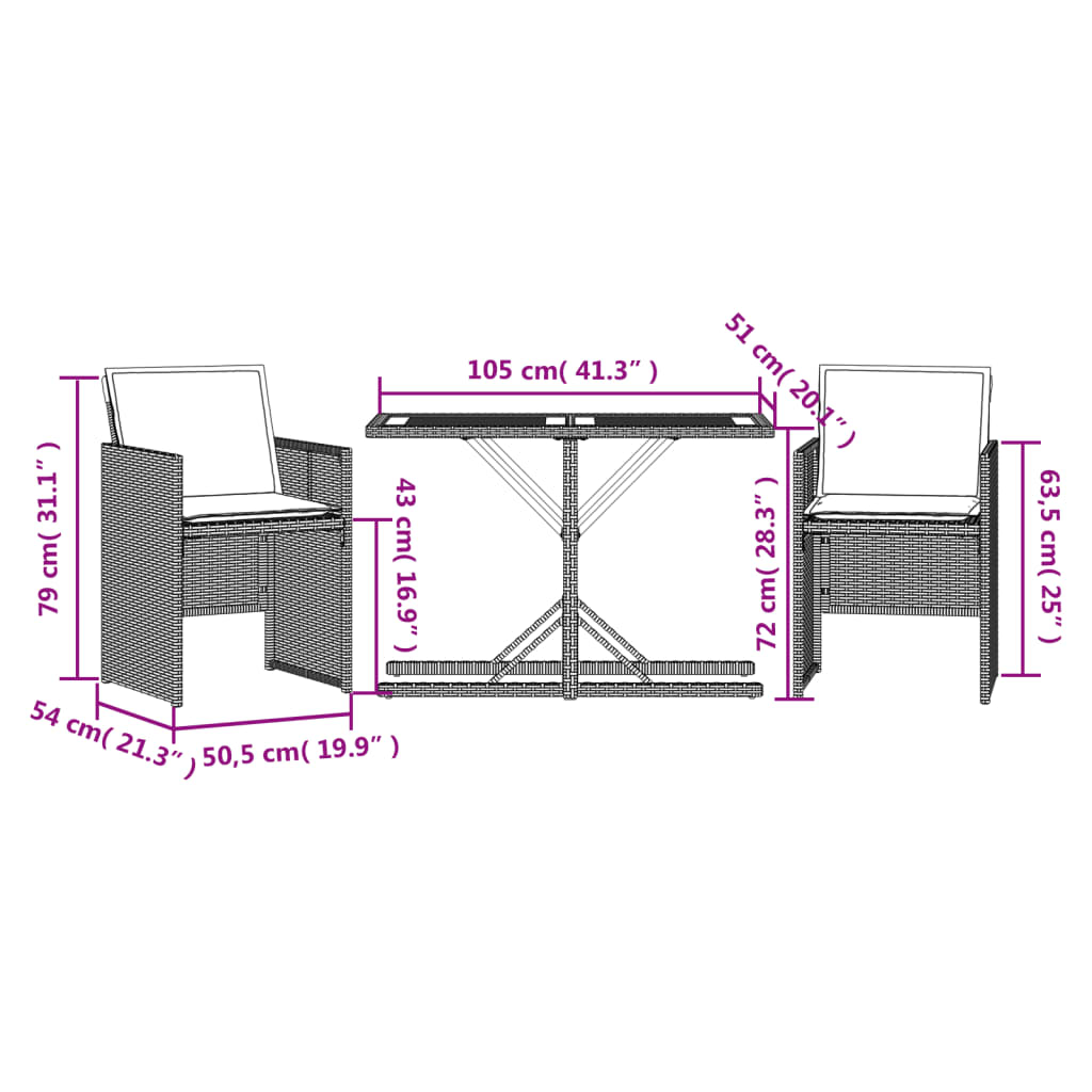 Bistrogrupp med dynor 3 delar beige konstrotting